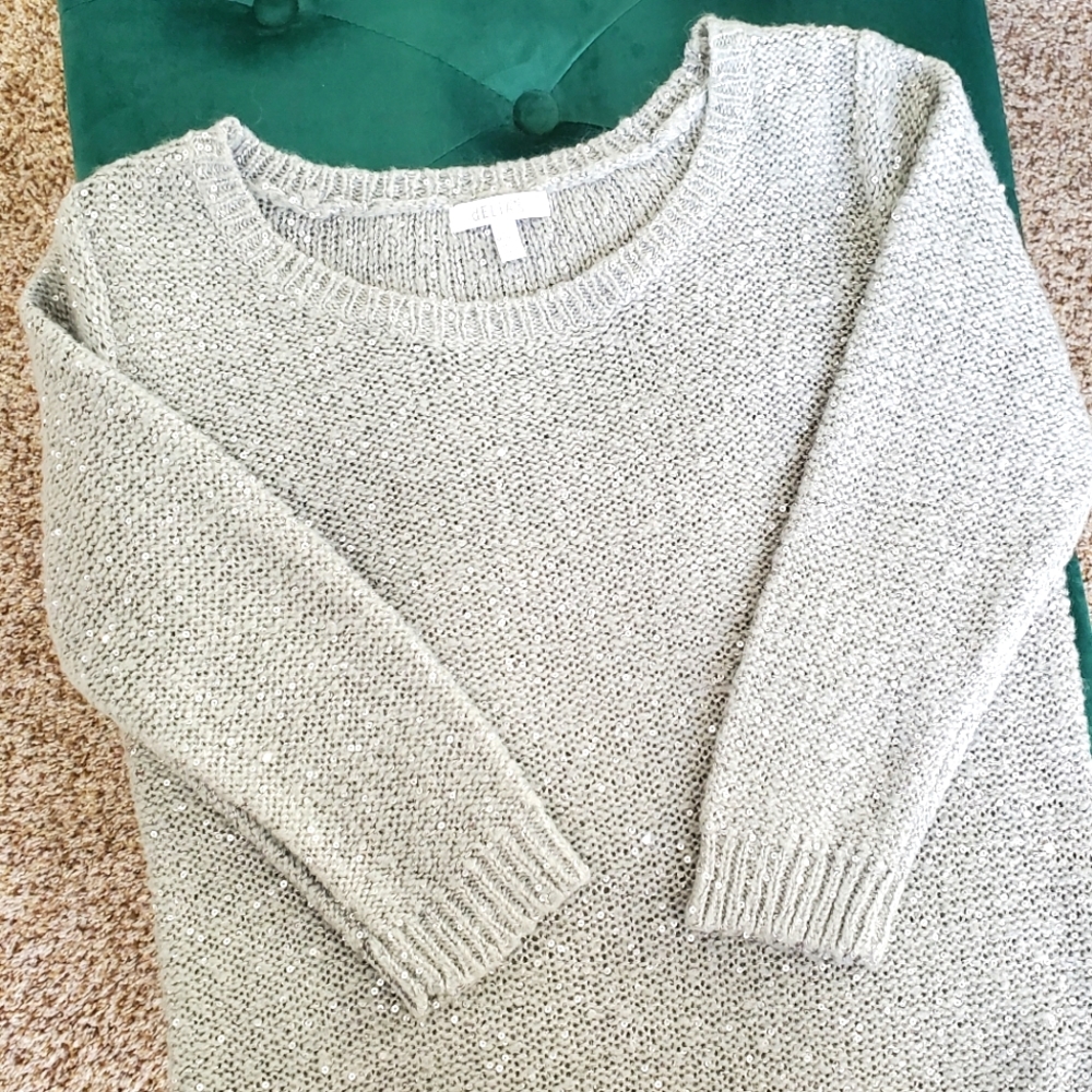 dELiA*s Silver Sequin Sweater - Size Large